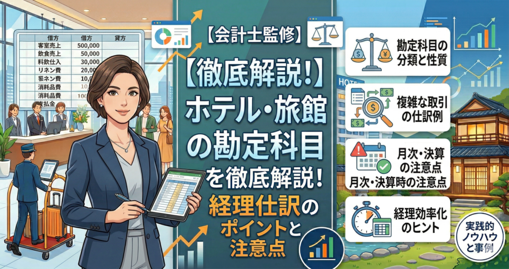 【会計士監修】ホテル・旅館の勘定科目を徹底解説！経理仕訳のポイントと注意点